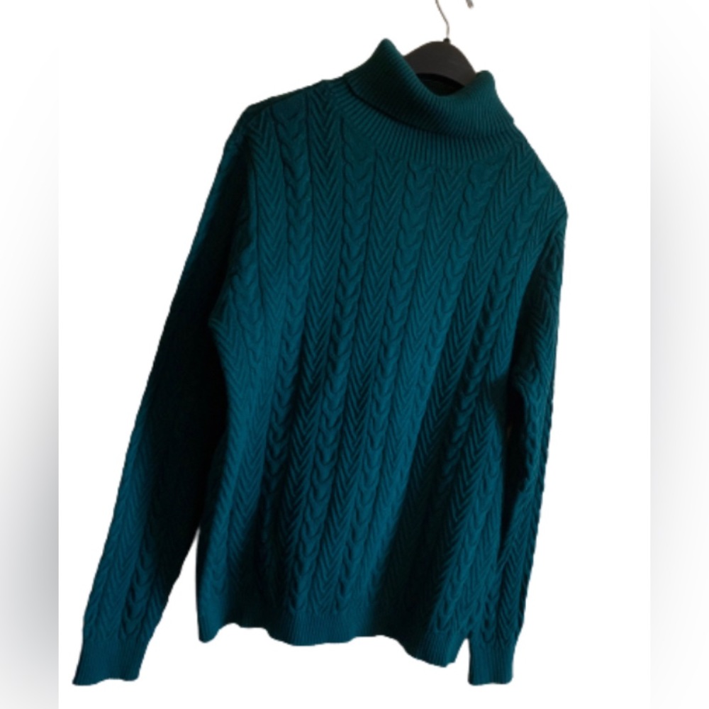 NWT Land’s End Women’s Turtleneck Green Cotton Sweater no tag